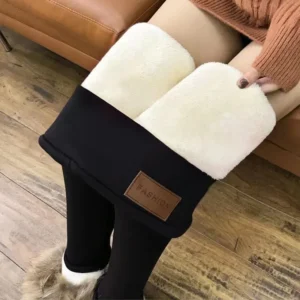 ultra thick imitation lamb cashmere artificial velvet leggings, winter plush thickened high waisted long pants, warm pants