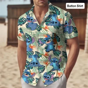 Home stitch button shirts/hawaiian shirts disney trip hawaiian shirts fun stitch cartoon vacation shirts for men and women fashion