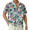 Disney Stitch Christmas Hawaiian Shirt Men's Women's Casual Short Sleeved Shirt Tops Cartoon Kids Button Up Beach Shirt