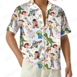Home disney toy story christmas hawaiian shirt men's women kids short sleeved button up beach shirt woody and friends shirt
