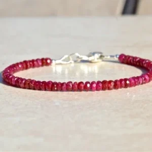 natural ruby bracelet, july birthstone bracelet, beaded gemstone bracelet, genuine ruby jewelry, delicate jewelry, handmade