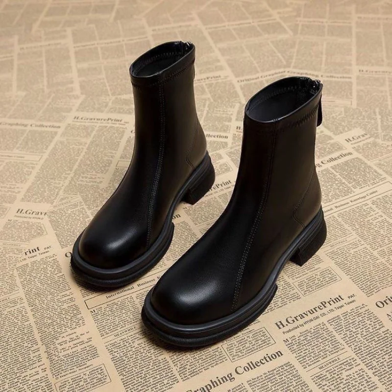 2025 winter hot selling british soft leather short boots street chic cotton shoes, comfy durable warm ankle boots for women 2025 winter hot selling british soft leather short boots street chic cotton shoes, comfy durable warm ankle boots for women